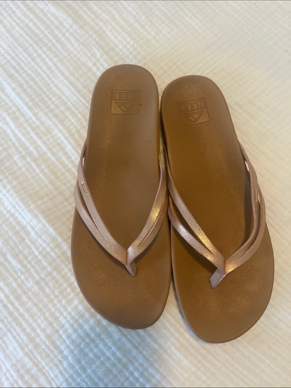 Reef Women’s Brown Sandals with Metallic Rose Straps
